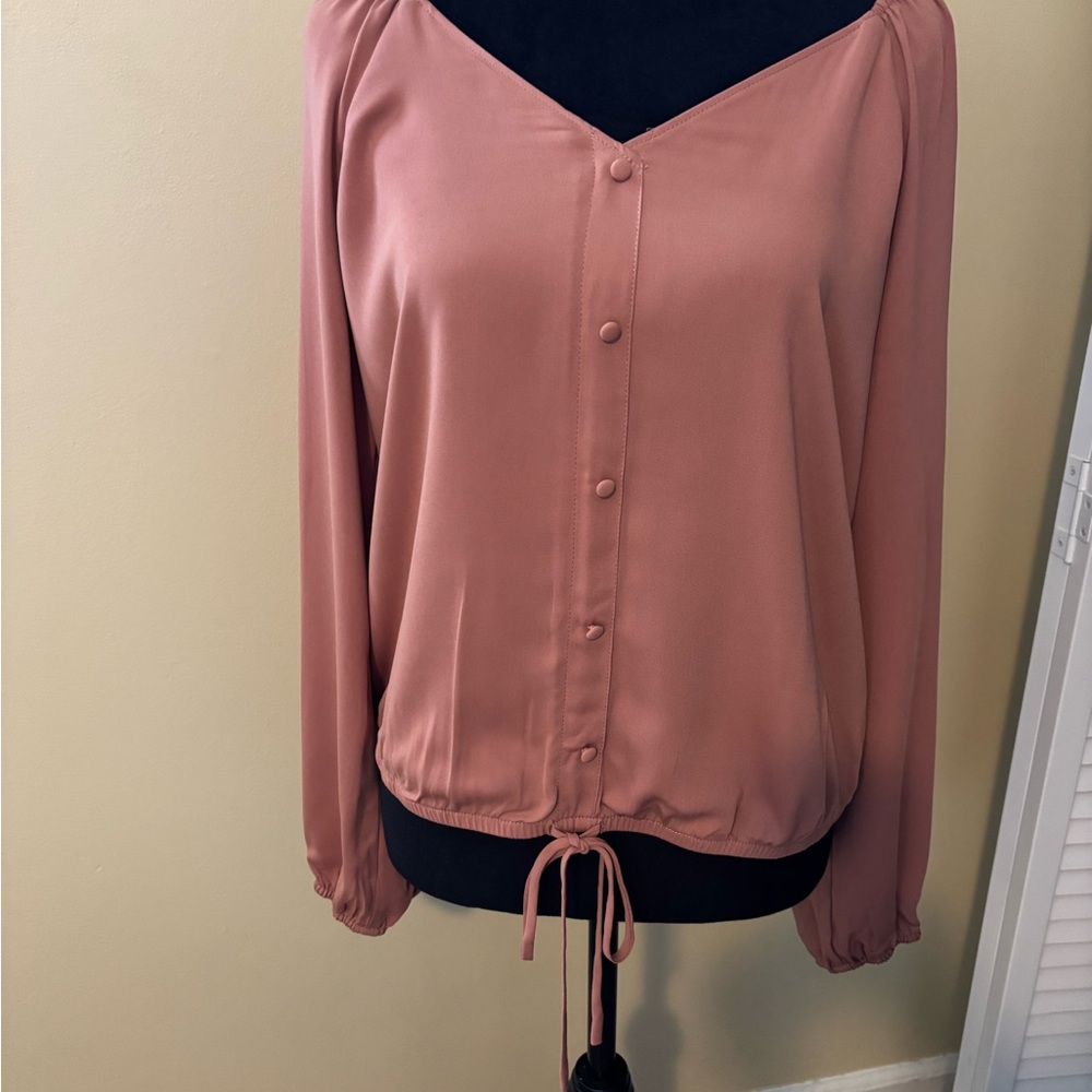 Naked Zebra Button-Front Long Sleeve Blouse